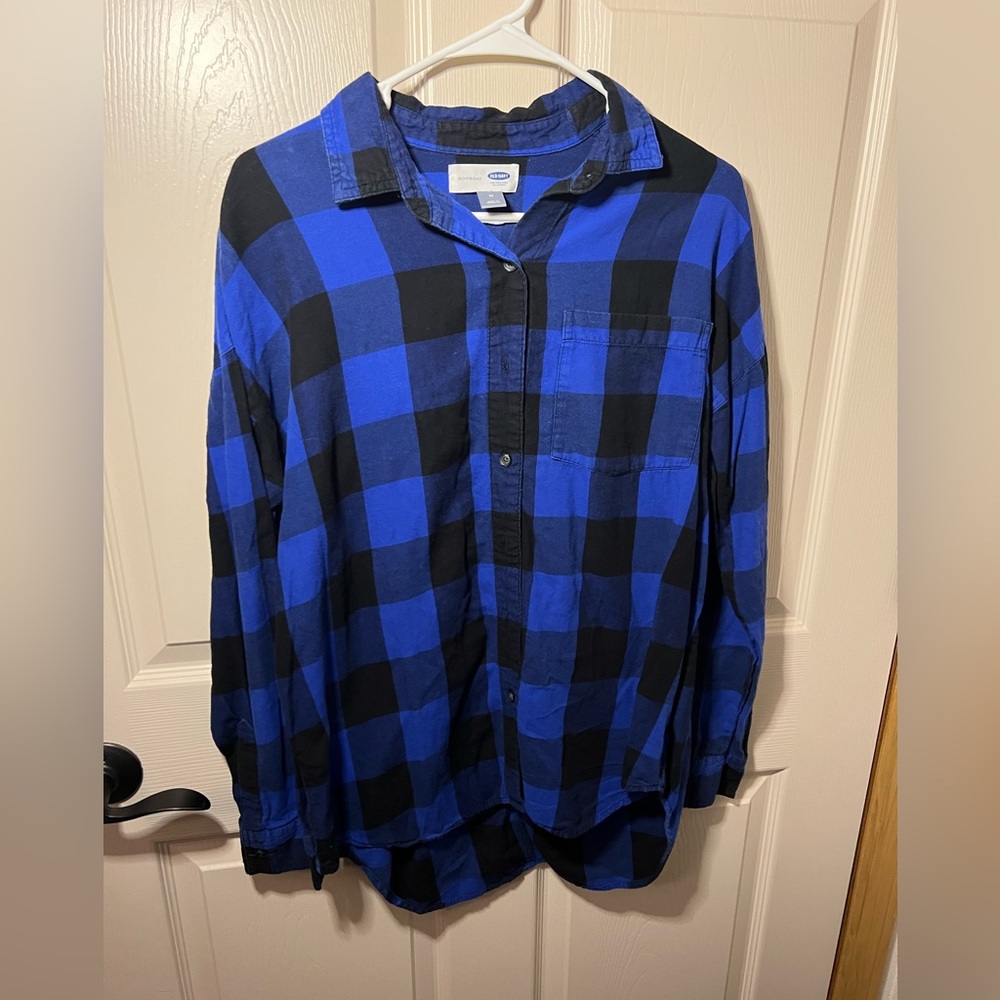 Blue plaid button up